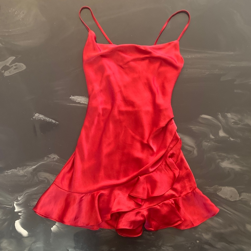Angel Biba Scarlet Satin Romper Dress
